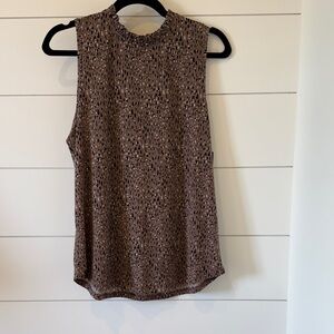 Rielle NWT Elegant Brown Print Sleeveless Blouse Size L